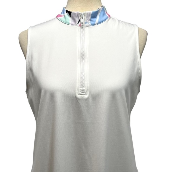 Tommy Bahama Golf White Quarter Zip Printed Stand Collar Casual Dress Large - Picture 3 of 10